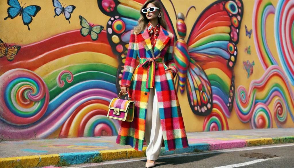 Rainbow Plaid Coat